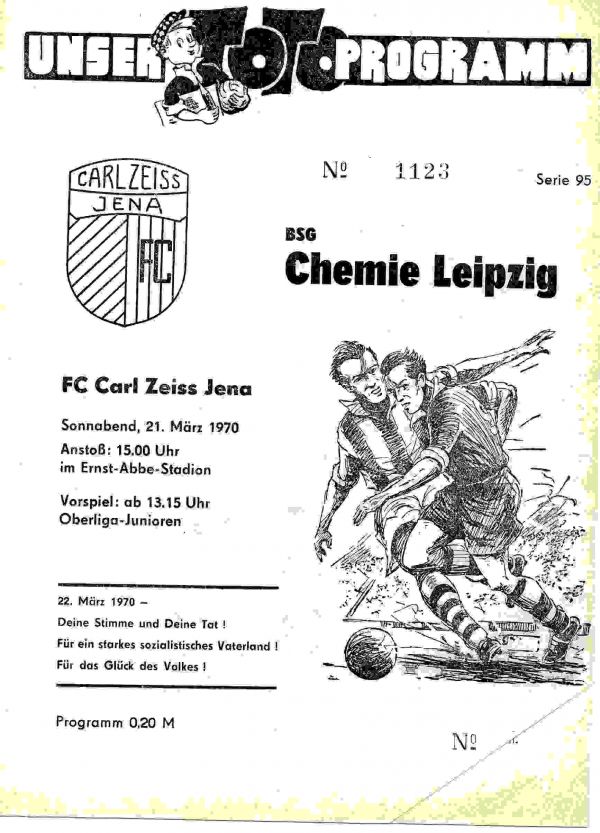 1969/1970 15. Spieltag FC Carl Zeiss Jena BSG Chemie Leipzig 30