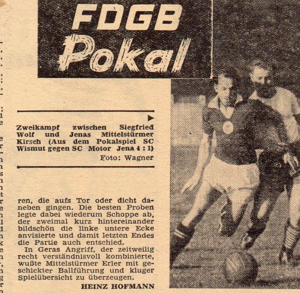 1958 FDGBPokal Achtelfinale SC Wismut KarlMarxStadt SC Motor Jena