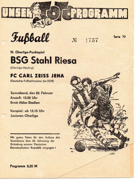 1968/1969 15. Spieltag: FC Carl Zeiss Jena - BSG Stahl Riesa 3:0 – FCC ...