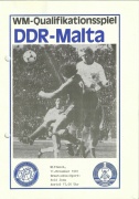 November 1981 - Programmheft vom WM-Qualifiaktionsspiel DDR-Malta.